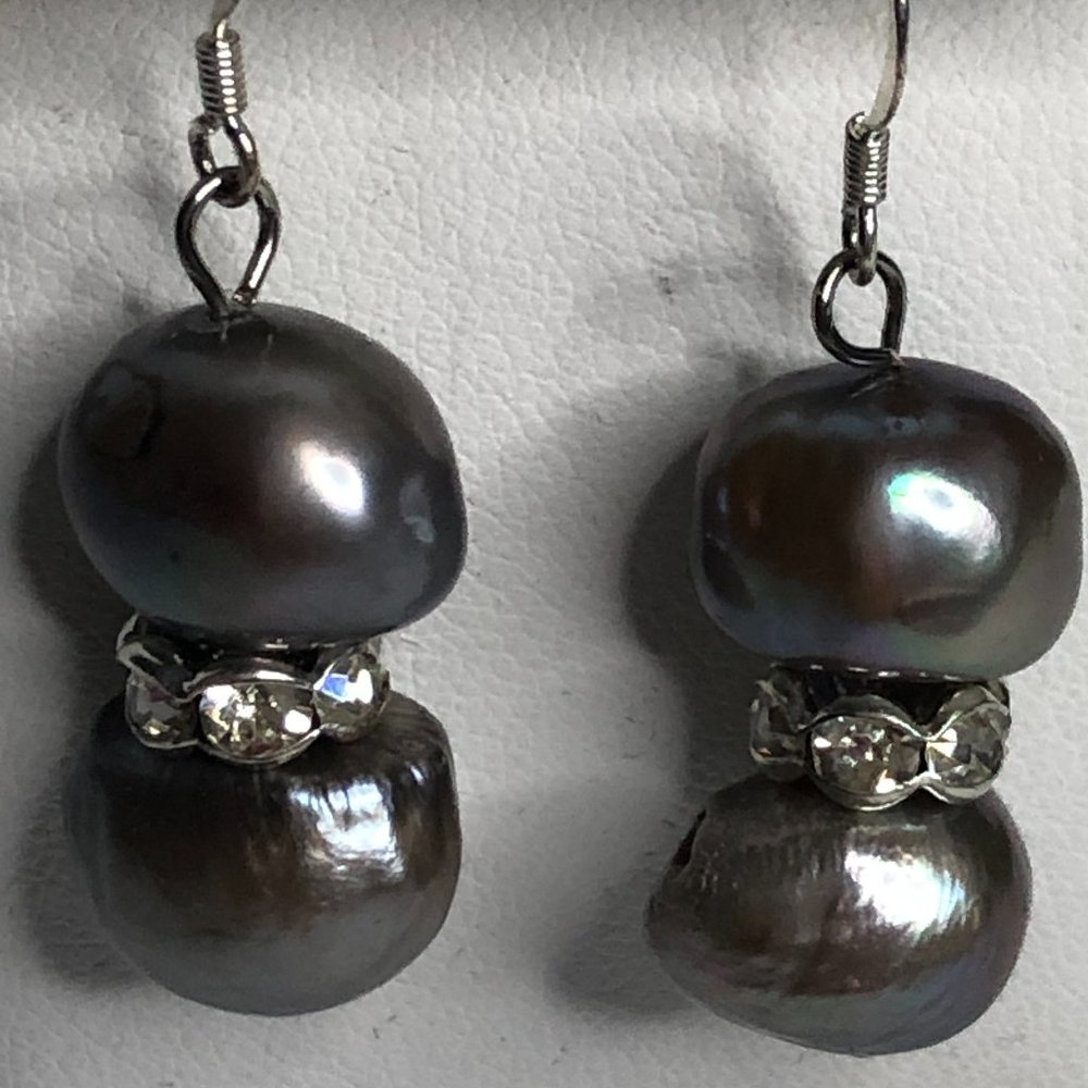 Sterling wire 2 pearl Freshwater pearl earring